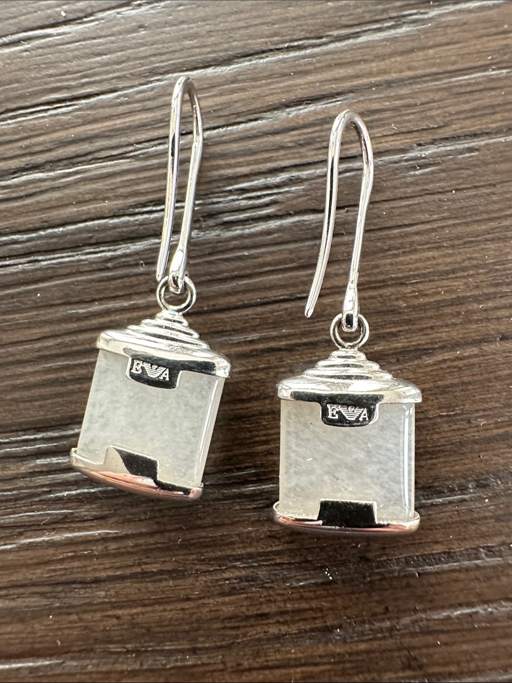 Emporio Armani eagle logo sterling and semi precious or resin drop earrings